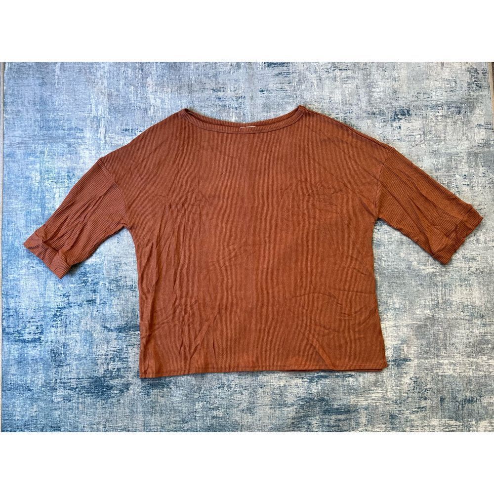 New! Chic Soul Scenic Drives Ribbed Lightweight Sweater in Brick 3XL